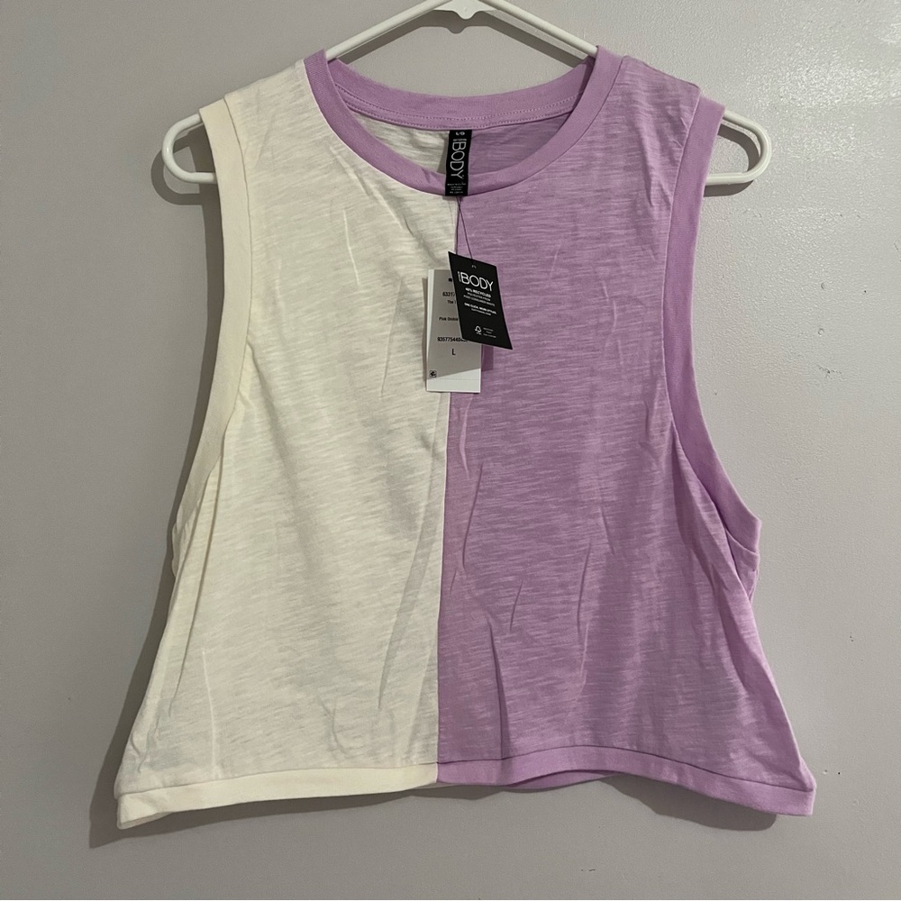 Cotton on body Women's Purple and off White Sleeveless Top Large New